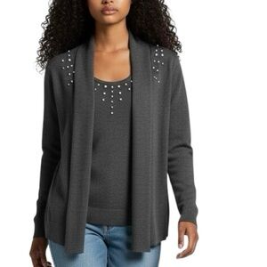 🆕 Carolyn Taylor Sweater w/Scarf. Charcoal. Sz. L